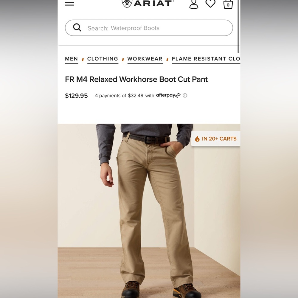 Ariat M4 Relaxed Workhorse Boot Cut Pant - Khaki 
BRAND NEW FR Pants